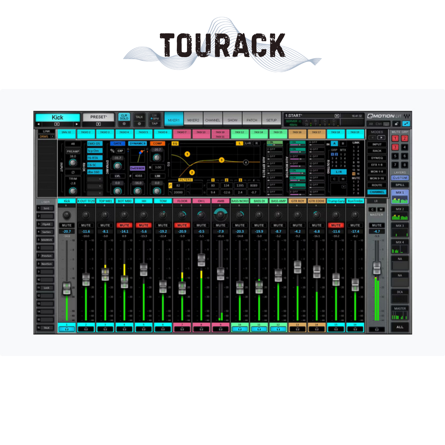 Waves eMotion LV1 64-Channel Mixer with Axis One Custom Computer